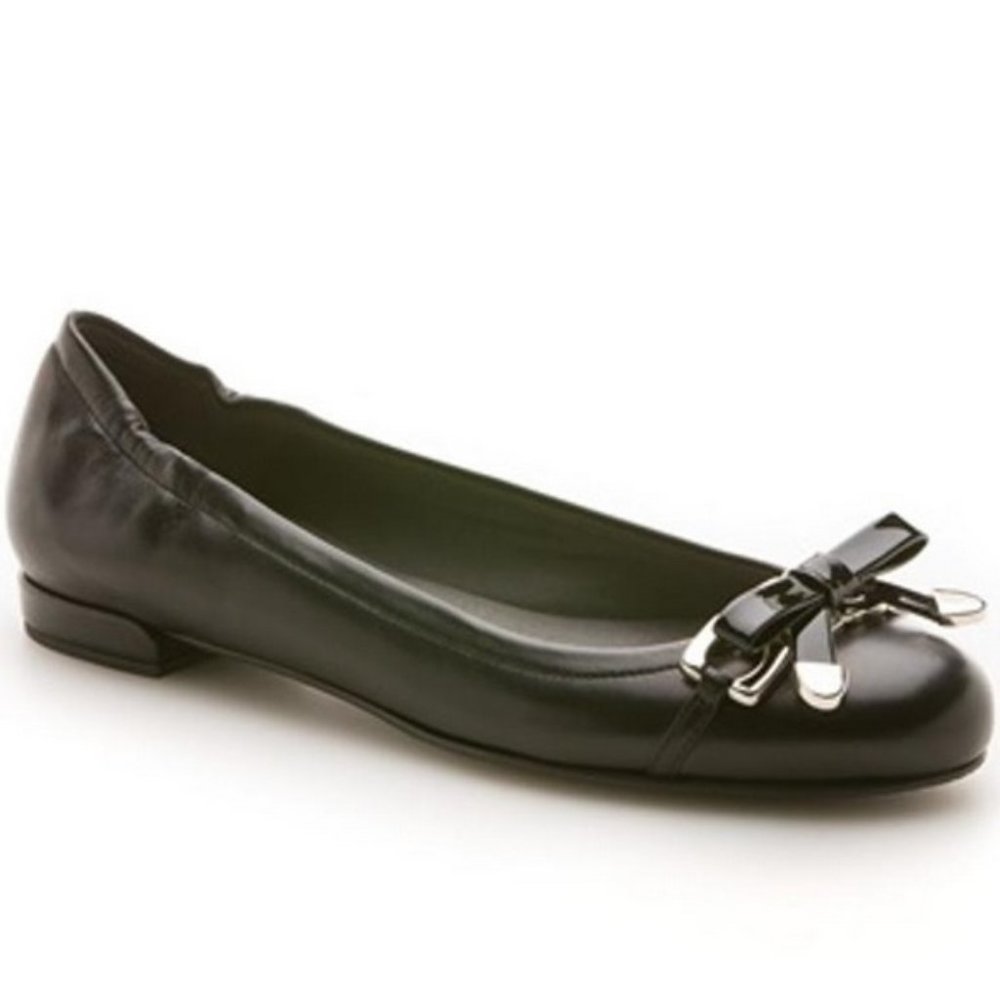 NWT Stewart Weitzman Black Nappa Leather Flexible Ballet Flats
